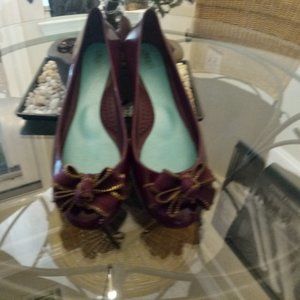 OKA B Burgundy Ballerinas Zipper Bow Trim (9)